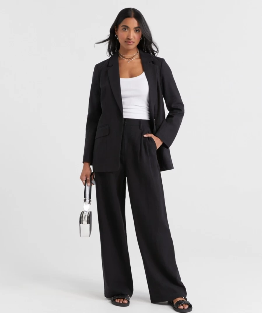 Sportsgirl Women's Maya Textured High-Waist Pant - Boho Chic Casual Trousers
