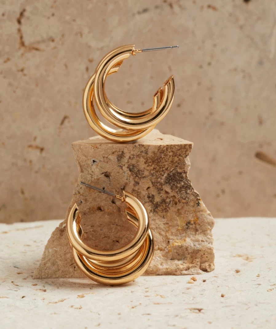 Sportsgirl Gold Plated Triple Hoop Earrings for Women