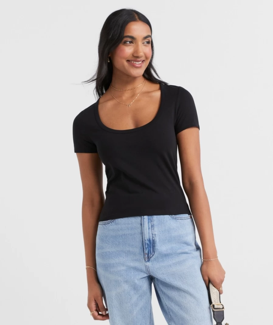 Sportsgirl Women's Australian Cotton Scoop Neck T-Shirt