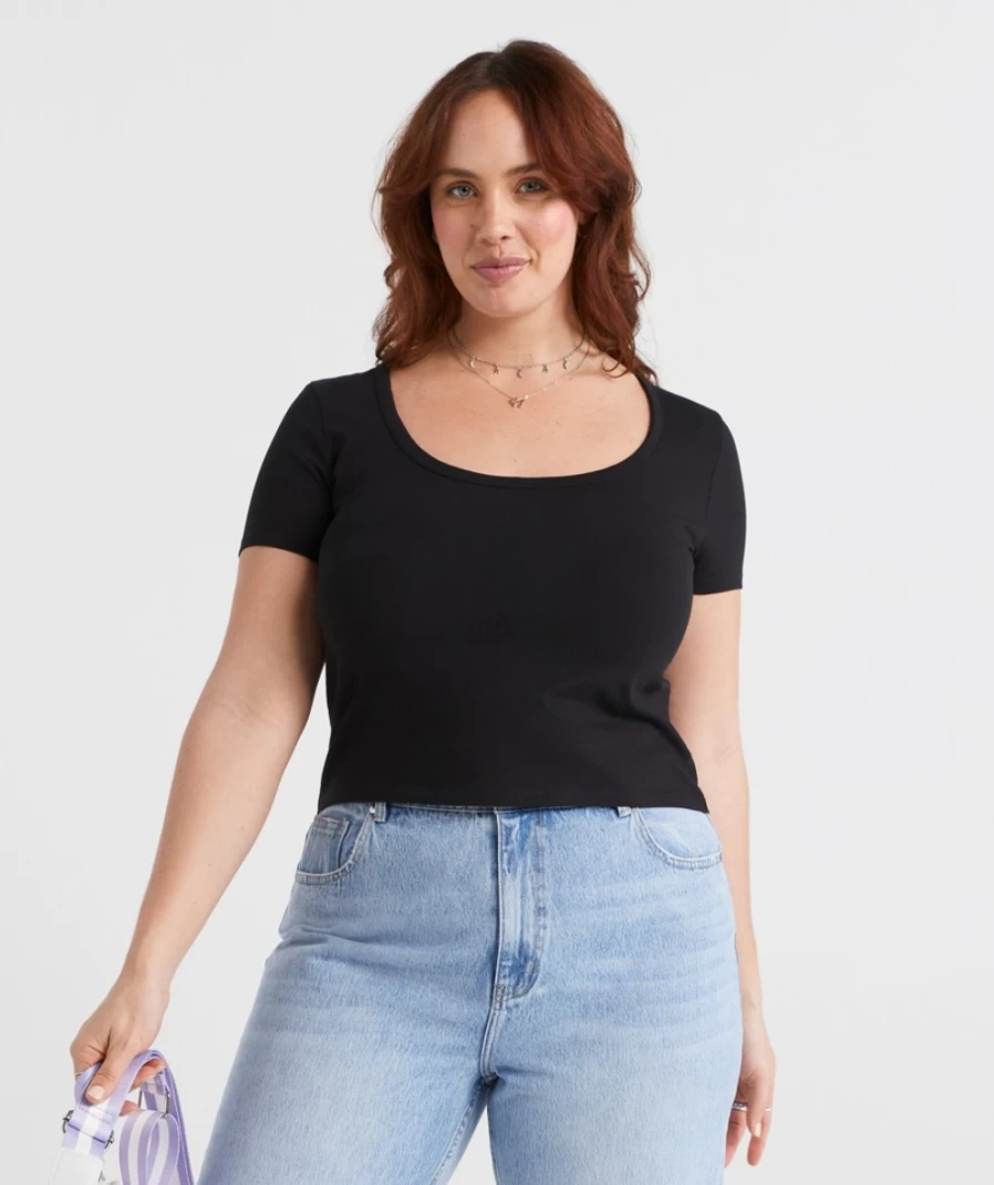 Sportsgirl Women's Australian Cotton Scoop Neck T-Shirt
