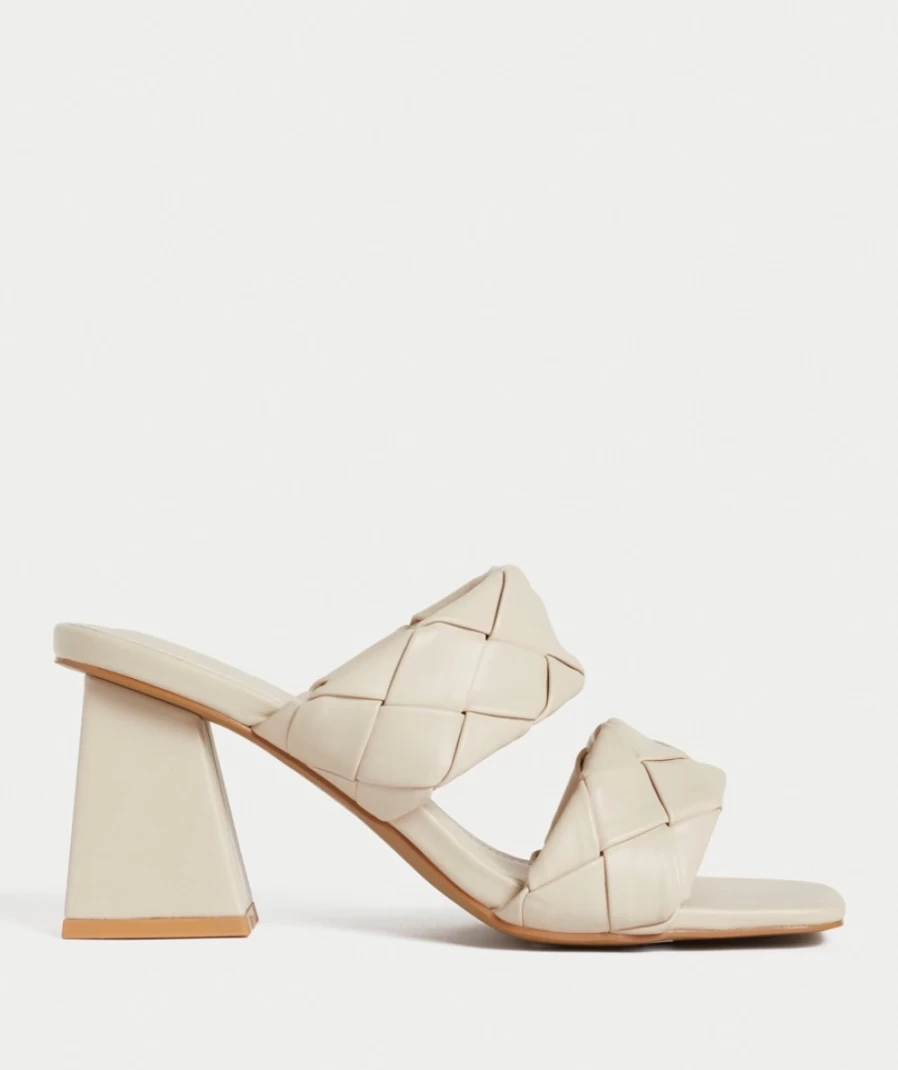 Sportsgirl Women's Daisy Woven Heel Sandals in Ecru | Casual Boho Footwear