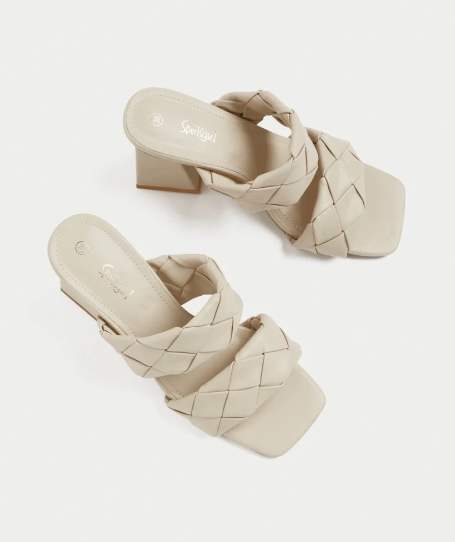Sportsgirl Women's Daisy Woven Heel Sandals in Ecru | Casual Boho Footwear