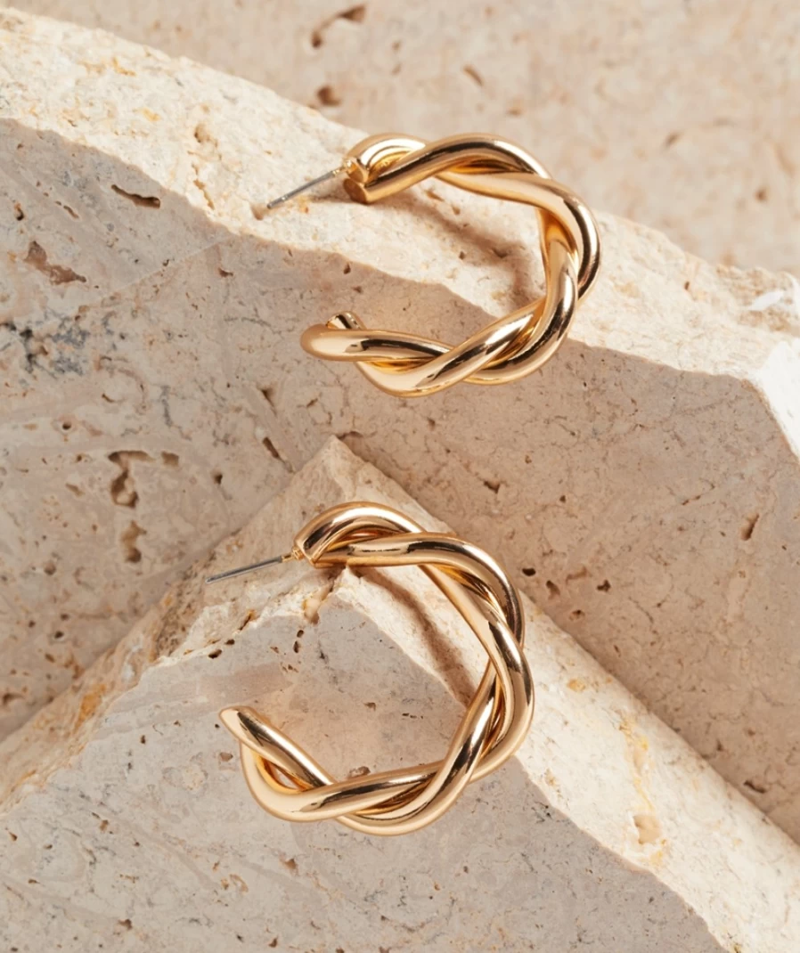 Sportsgirl Gold Plated Croissant Hoop Earrings for Women