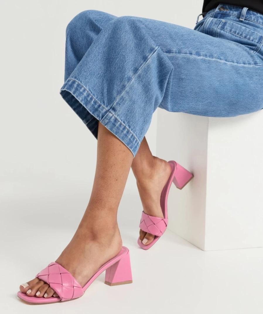 Sportsgirl Women's Pink Addison Woven Mule Sandals