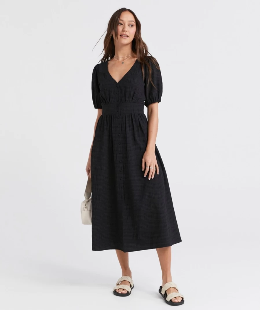 Sportsgirl Women's Black Jade Button Down Midi Dress