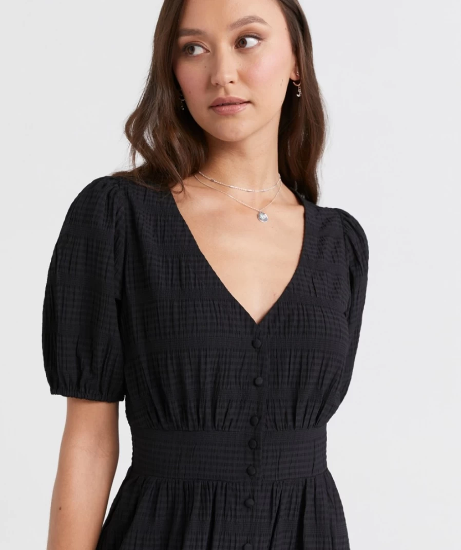 Sportsgirl Women's Black Jade Button Down Midi Dress