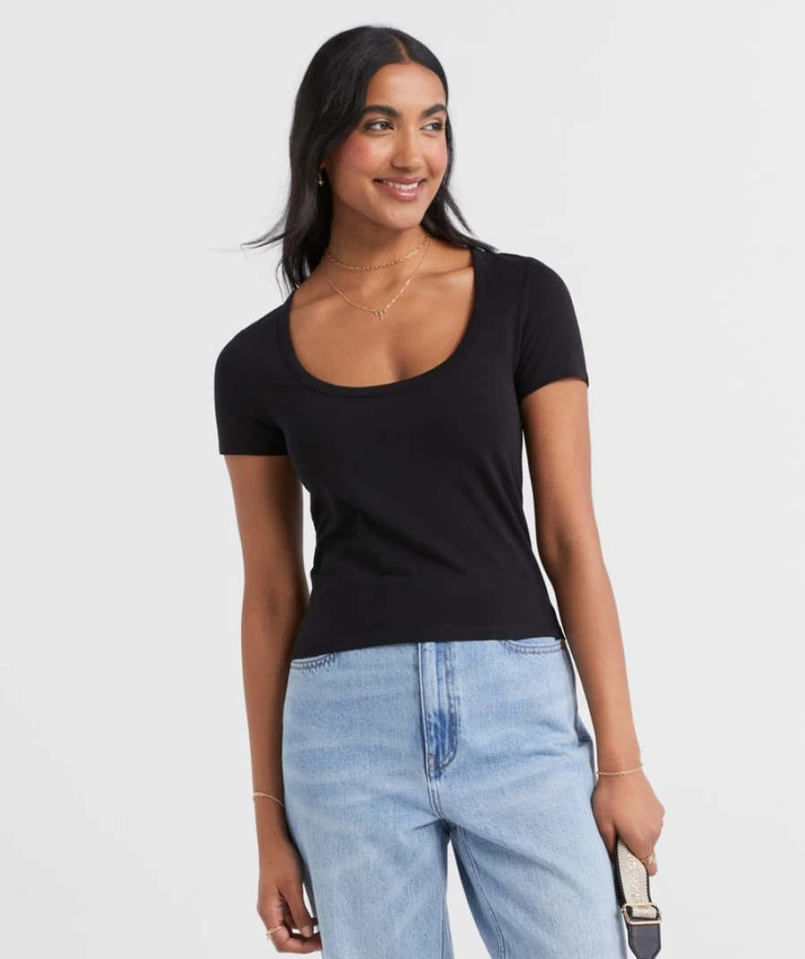 Sportsgirl Women's Australian Cotton Scoop Neck T-Shirt