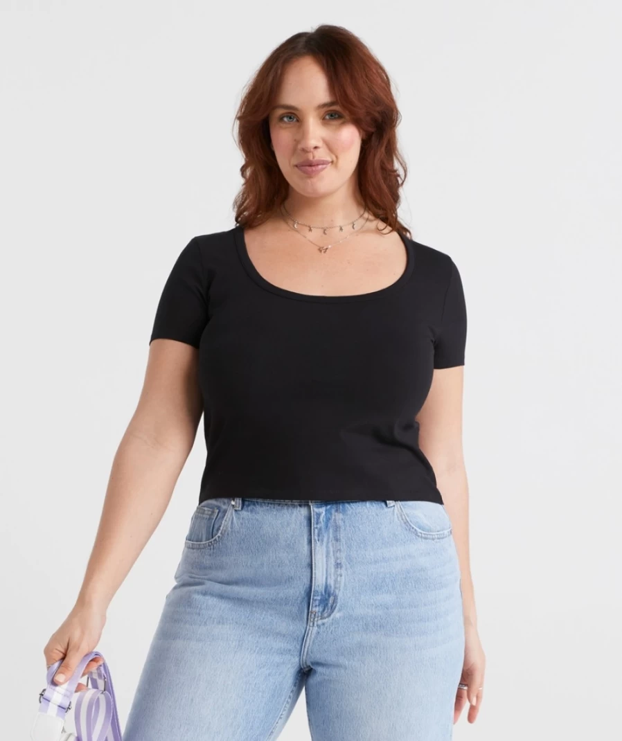 Sportsgirl Women's Australian Cotton Scoop Neck T-Shirt