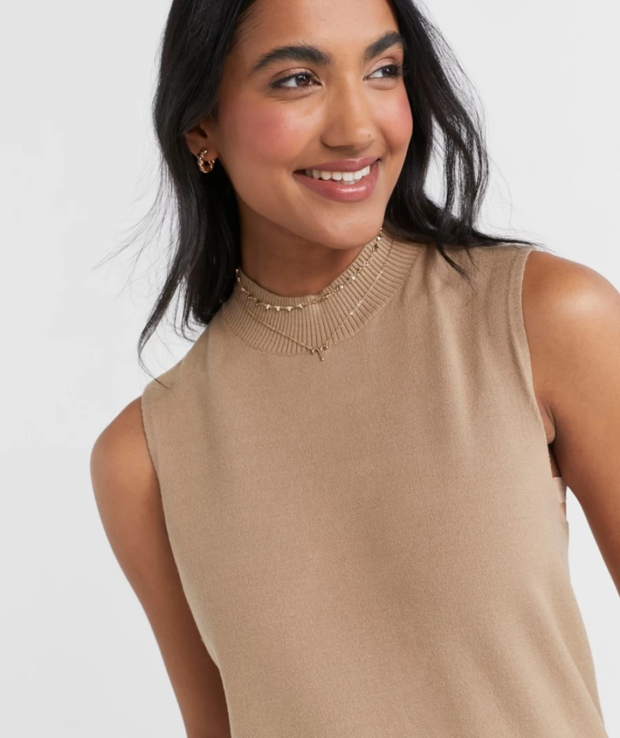 Sportsgirl Women's Brooklyn Mock Neck Knit Vest - Casual Chic Winter Wear