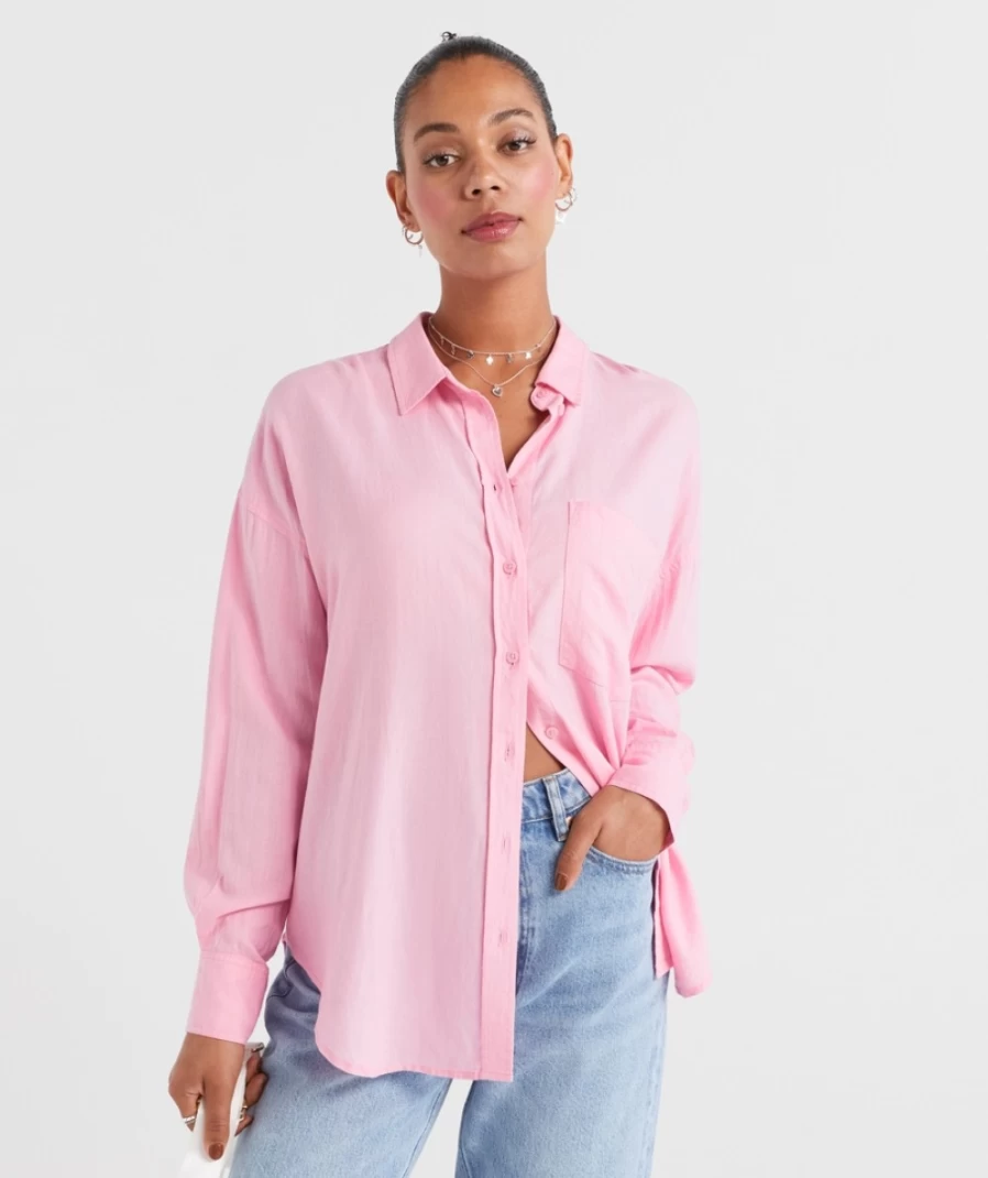Sportsgirl Women's Oversized Linen Blend Shirt - Comfortable & Stylish Top