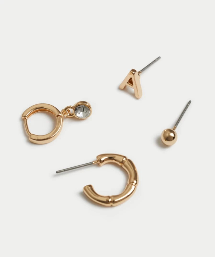 Sportsgirl Women's Gold Alphabet Earrings - Stylish Letter Stud Pack
