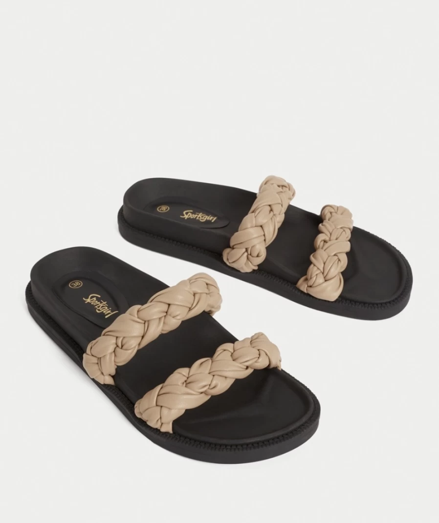 Sportsgirl Women's Lara Slide Sandals in Camel | Comfortable Casual Slides