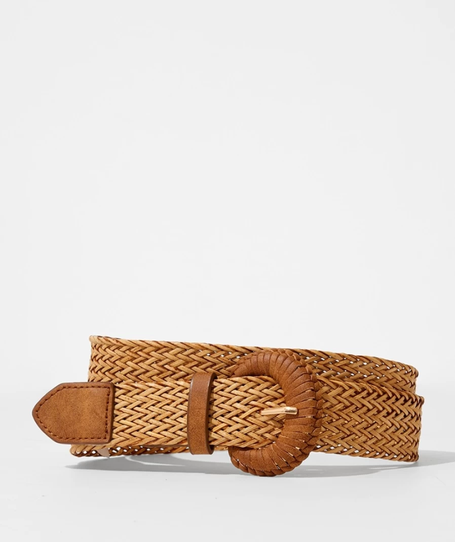Sportsgirl Women's Tan Braided Waist Belt - Danielle Style Boho Chic Accessory