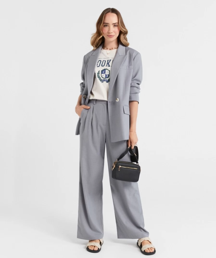 "Sportsgirl Women's Hailey Slouchy Tailored Pants - High Waist Wide Leg Trousers"