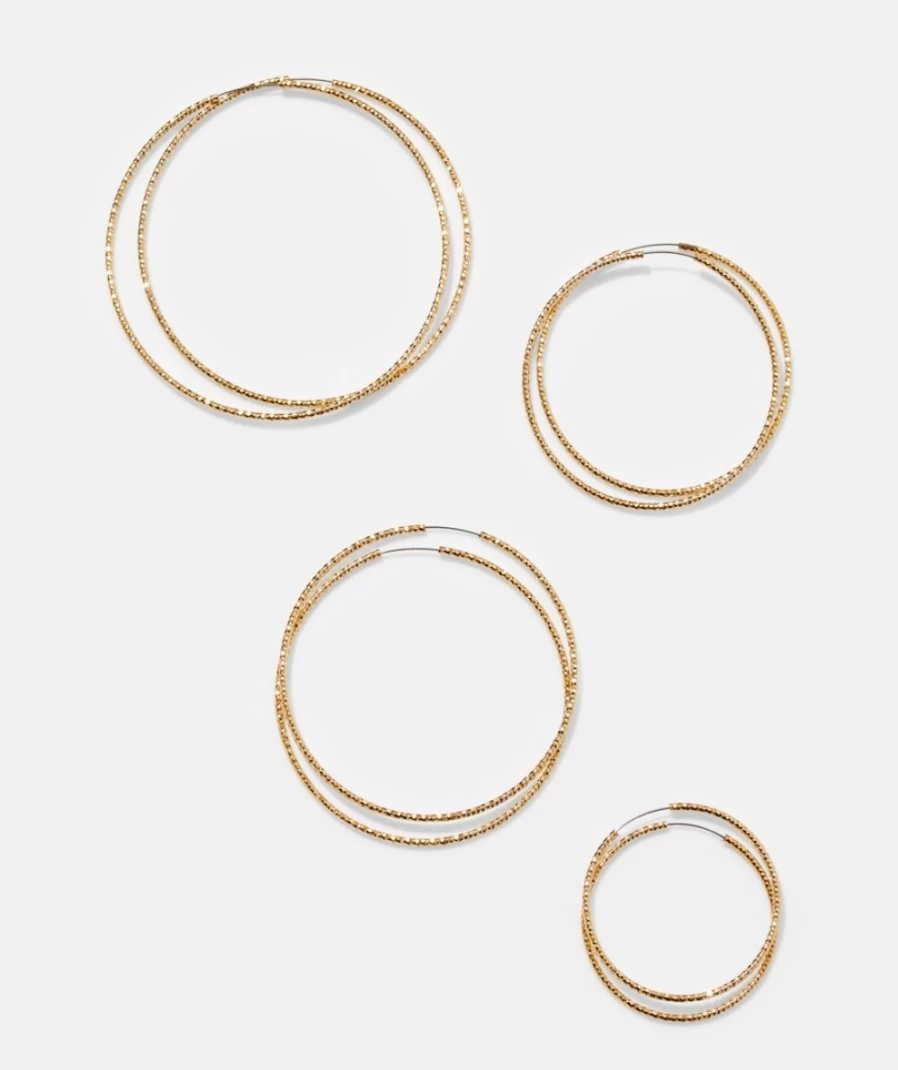 Sportsgirl Gold Fine Line Earrings for Women - Sleek Hoop Earring Pack
