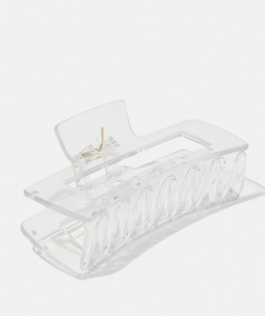 Sportsgirl Clear Rectangle Hair Claw for Women - Open Design Hair Clip