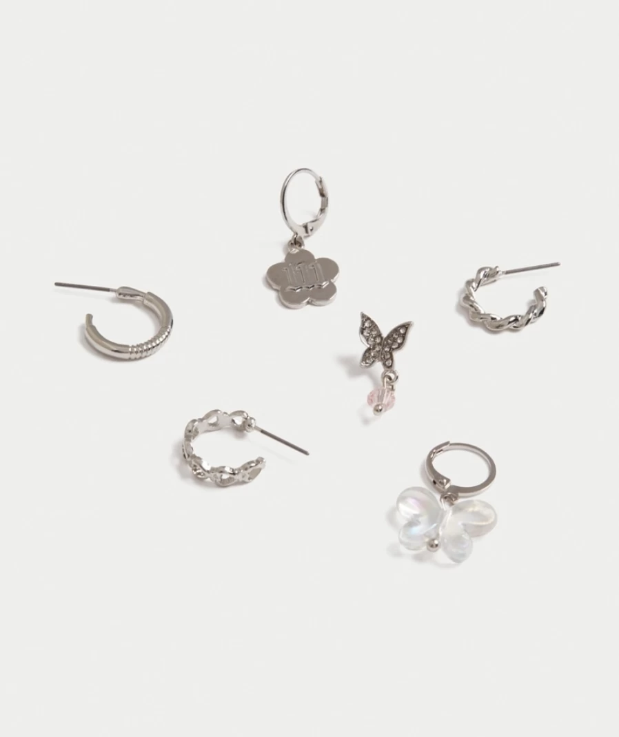 "Sportsgirl Women's Rhodium Butterfly Vibes Earrings Pack – Stylish Hoop Earrings"