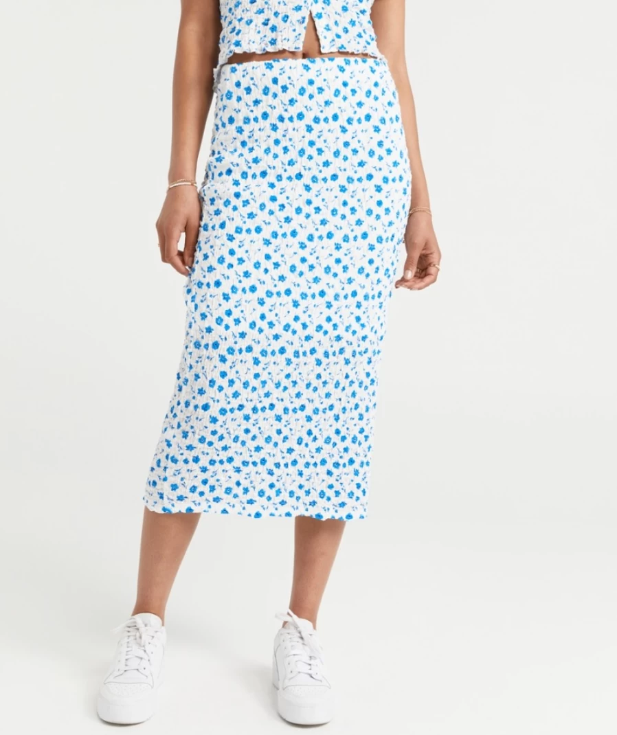 Sportsgirl Women's Bianca Textured Midi Skirt - Flowy A-Line Knee-Length Summer Skirt