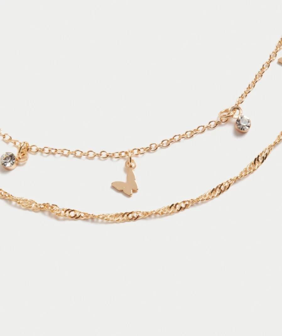 Sportsgirl Gold Plated Butterfly Necklace for Women - Elegant Layered Chain Jewelry Pack