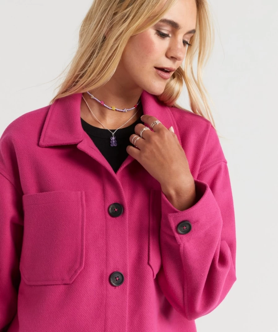 Women's Fuchsia Cleo Shacket by Sportsgirl - Stylish Casual Outerwear