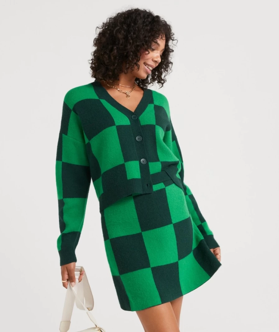 Sportsgirl Women's Check Layla Jacquard Mini Skirt Co-Ord Set