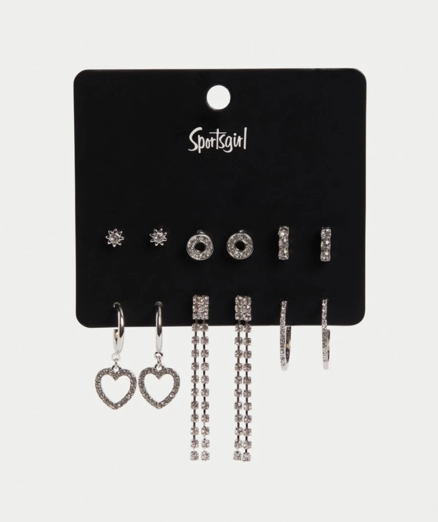 Sportsgirl Women's Rhodium Glamour Drop Earrings Pack