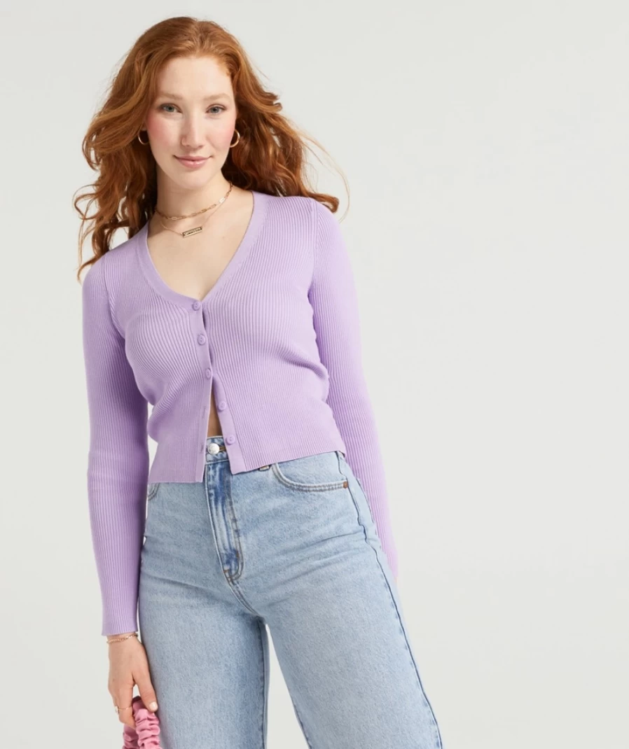 Sportsgirl Women's Lilac Taylor Fitted Knit Cardigan