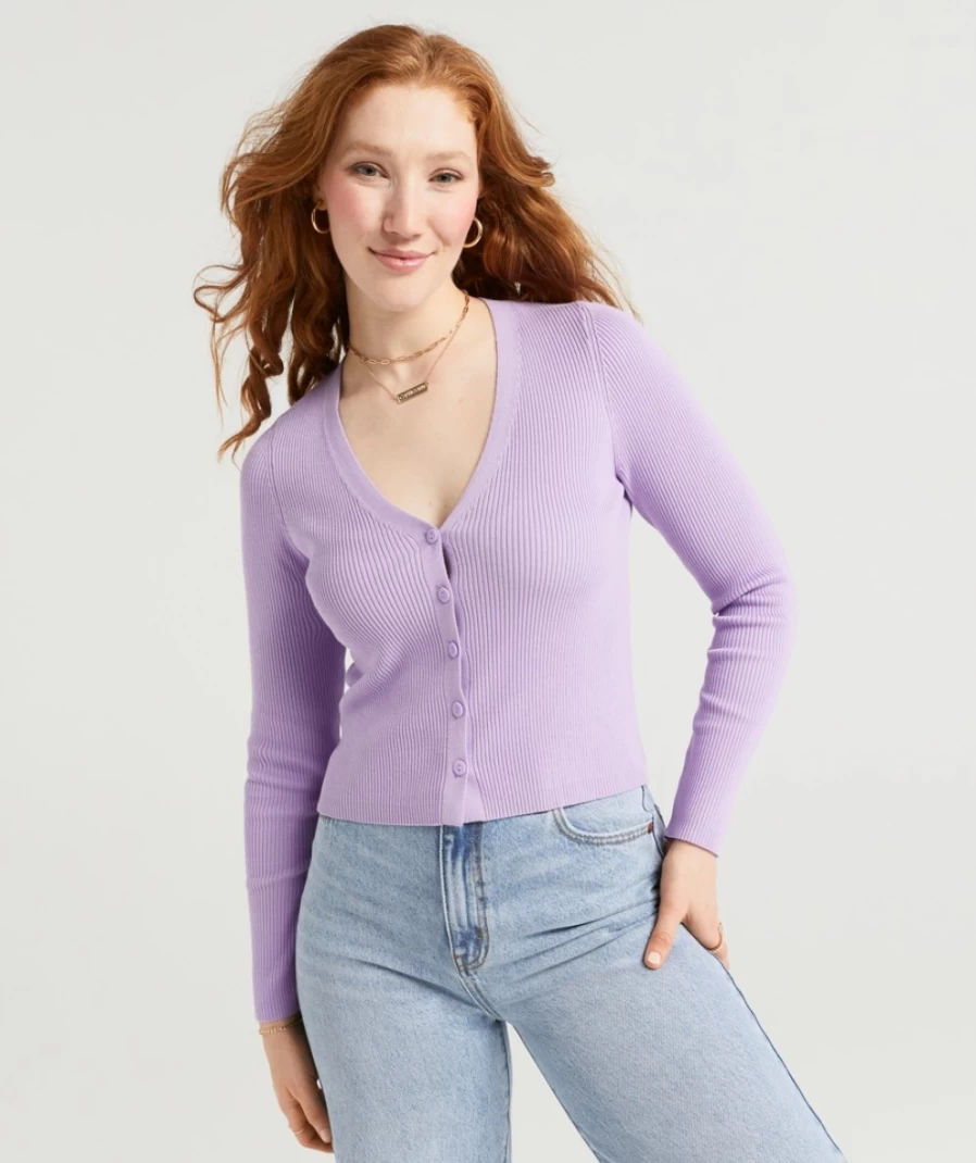 Sportsgirl Women's Lilac Taylor Fitted Knit Cardigan