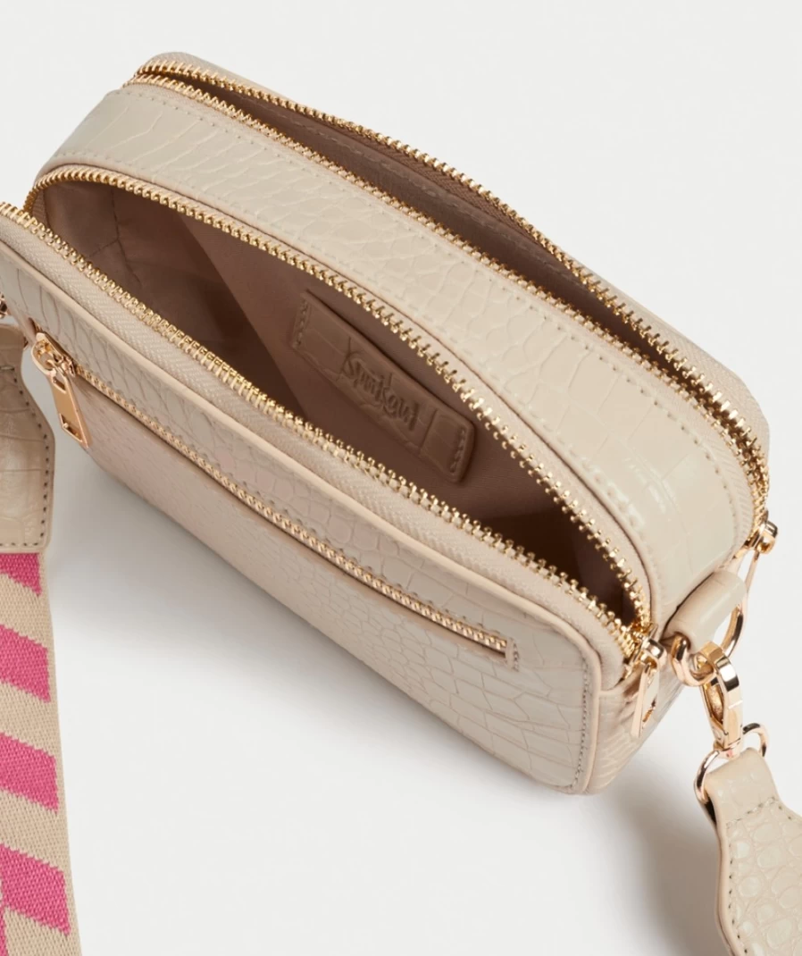 Sportsgirl Women's Oatmeal Dillon Croc Camera Bag - Stylish Crossbody Purse for Photography & Daily Use