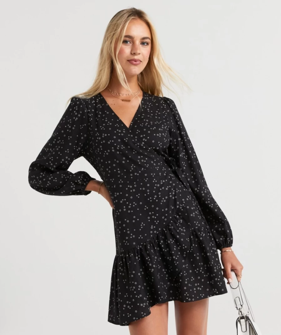 Sportsgirl Women's Star Print Linen Mini Dress - Gia Wrap Style