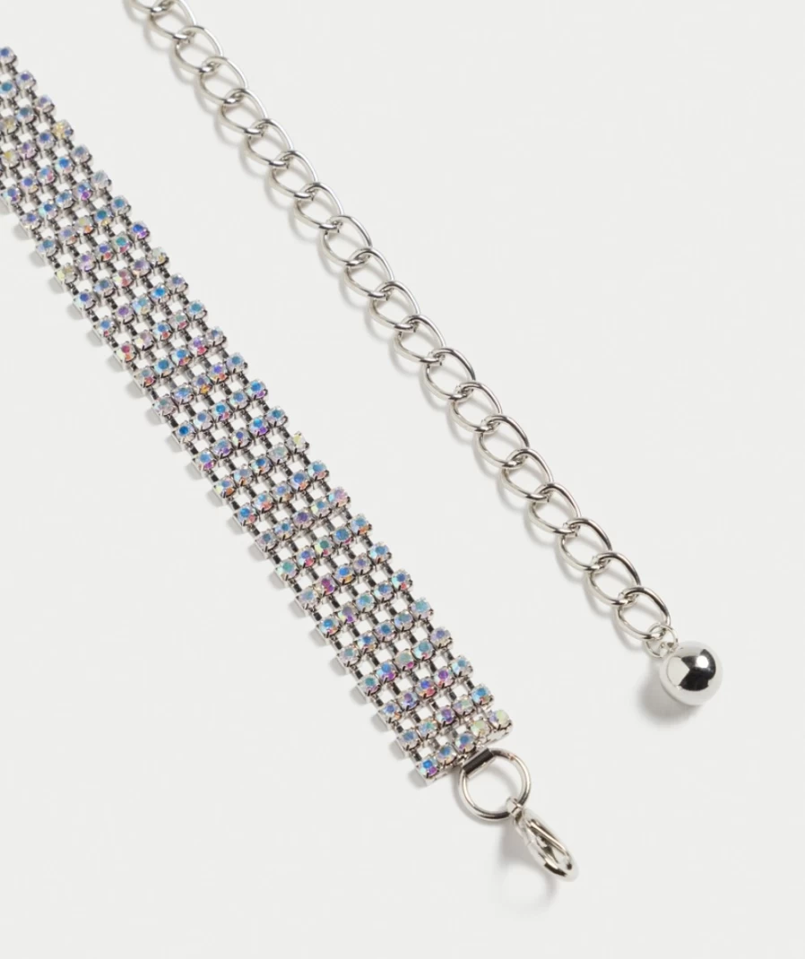 Sportsgirl Women's Silver Rhinestone Embellished Belt - Kleo Crystal Decorated Waistband