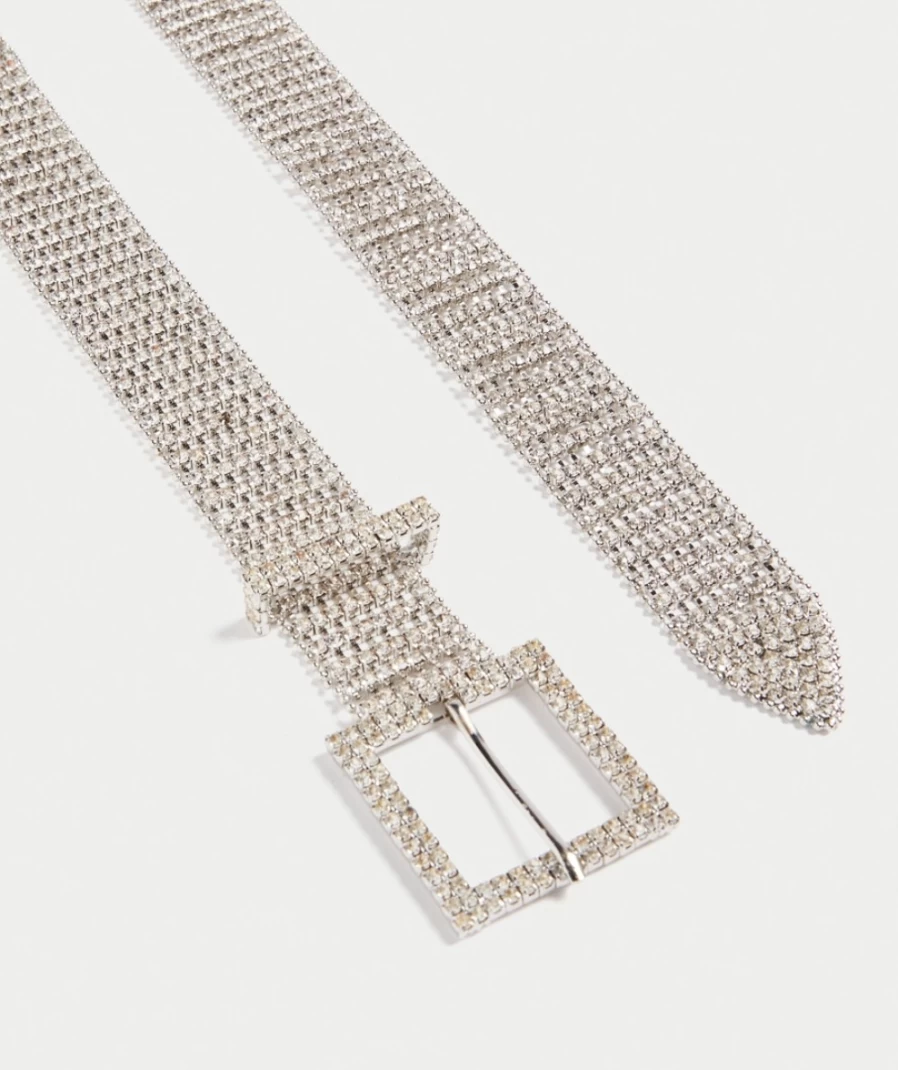 Sportsgirl Women's Silver Rhinestone Belt - Stylish Billie Crystal Embellished Waistband