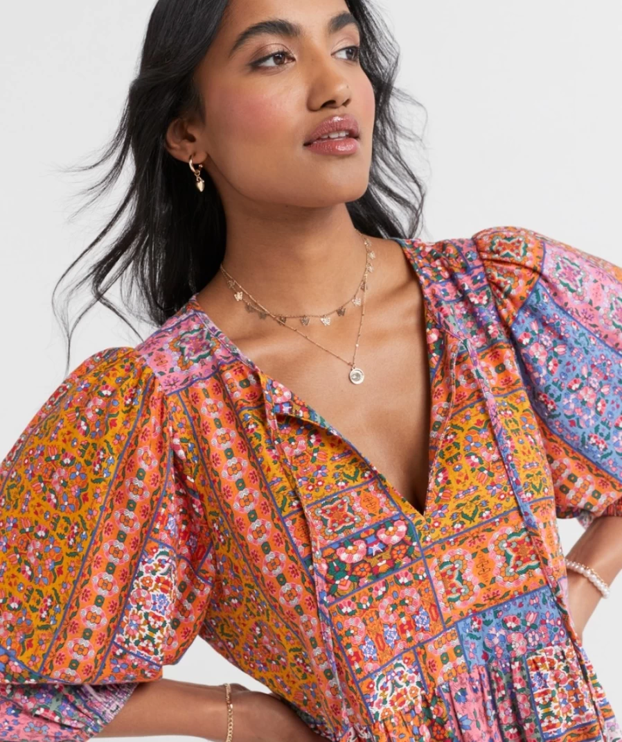 Sportsgirl Women's Bailey Printed Mini Dress - Linen Blend Summer Dress