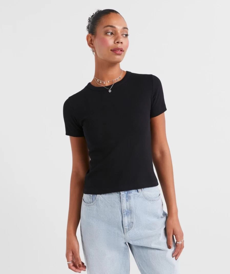 Sportsgirl Women's Australian Cotton Ribbed Baby Tee