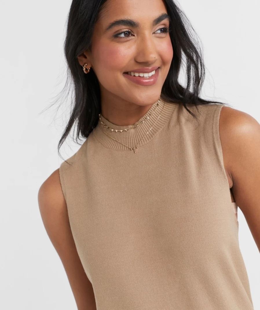Sportsgirl Women's Brooklyn Mock Neck Knit Vest - Stylish Casual Winter Wear