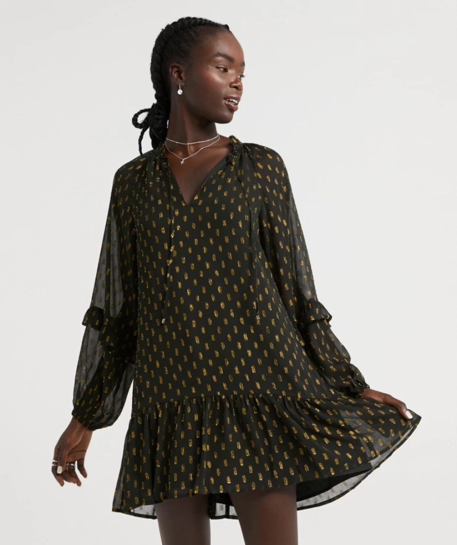 Sportsgirl Women's Black Jasmine Lurex Ruffle Mini Dress