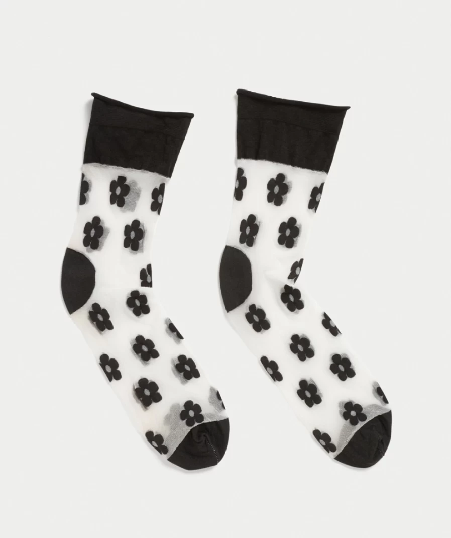 Women's White Floral Mesh Frill Socks by Sportsgirl - Elegant Lace Detail Ankle Socks