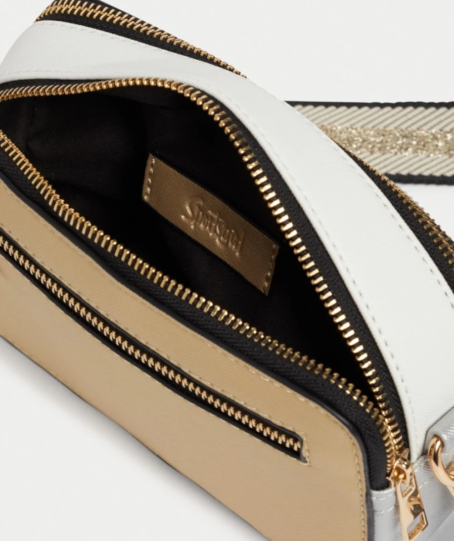 Sportsgirl Women's Multi Color Metallic Camera Bag with Spliced Design