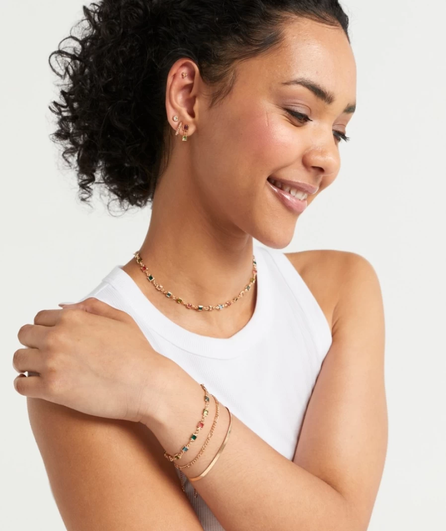 Sportsgirl Gold Plated Gemstone Earrings for Women - Elegant Hoop & Stud Pack