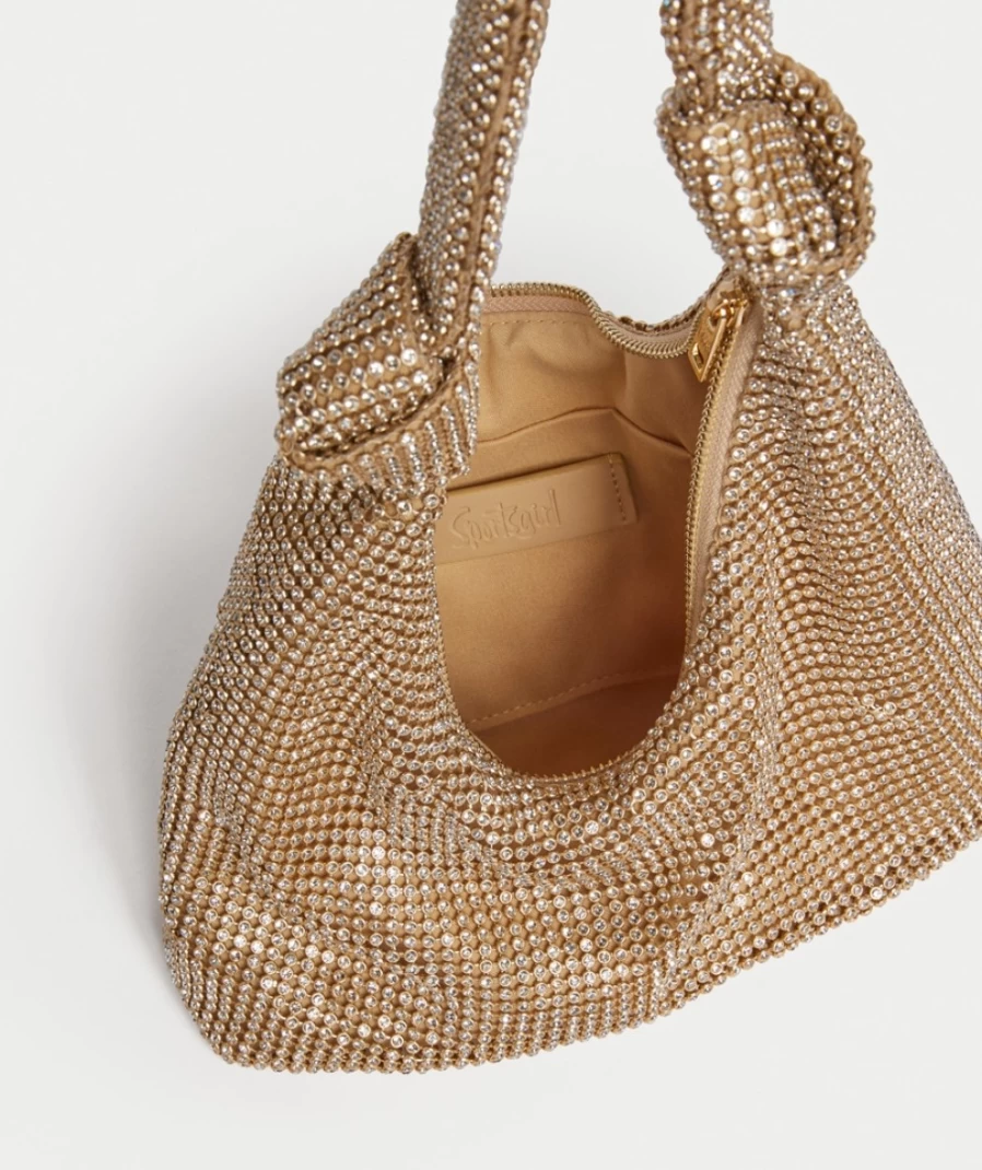 Sportsgirl Women's Gold Isla Rhinestone Bag - Elegant Glitter Clutch for Evening Out