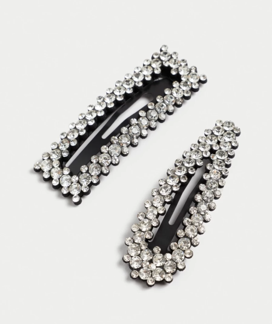 Sportsgirl Rhinestone Hair Clips for Women - Rhodium Crystal Barrettes Pack