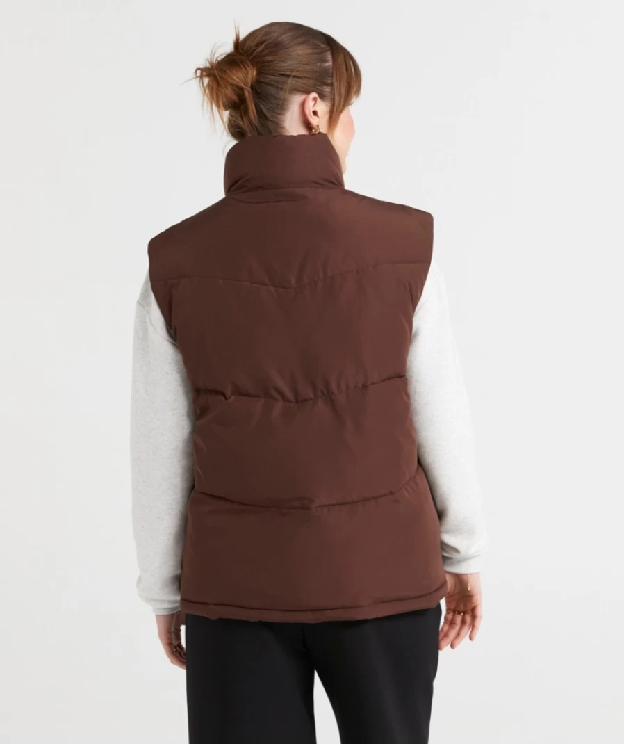 Women's Brittany Puffer Vest in Chocolate | Winter Warm Quilted Jacket by Sportsgirl