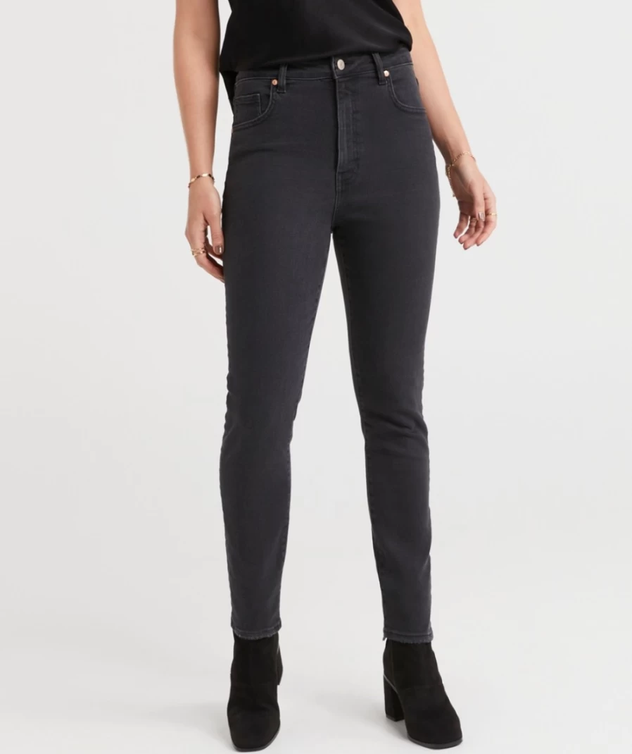 Sportsgirl Women's High Rise Stretch Skinny Jeans in Washed Black
