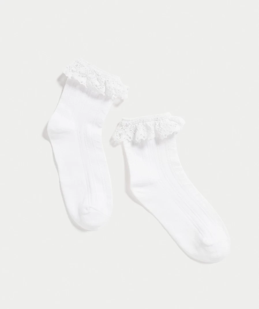 Women's White Crochet Socks by Sportsgirl - Handmade Comfortable Knit Ankle Socks