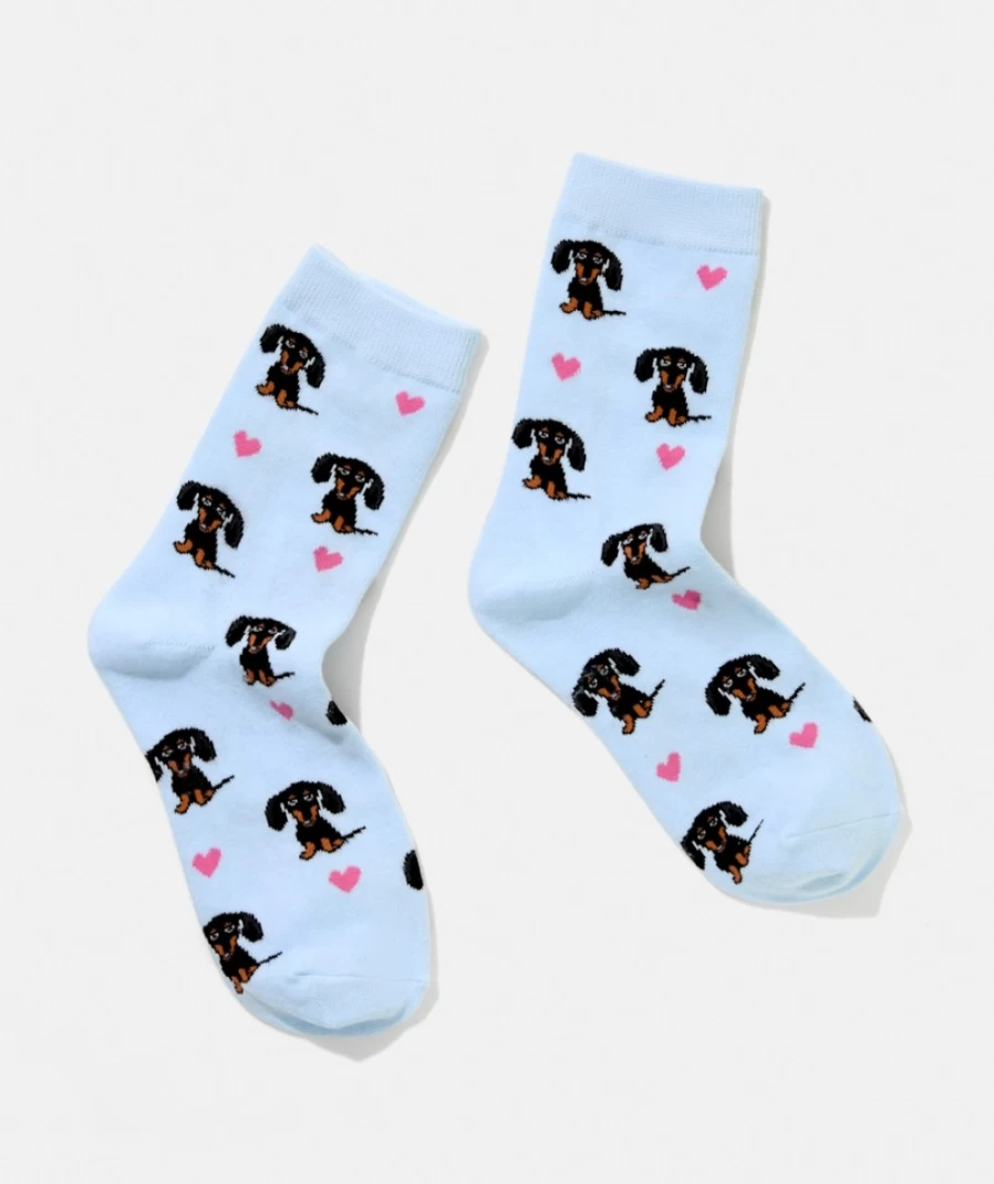 Women's Soft Blue Puppy Love Crew Socks by Sportsgirl